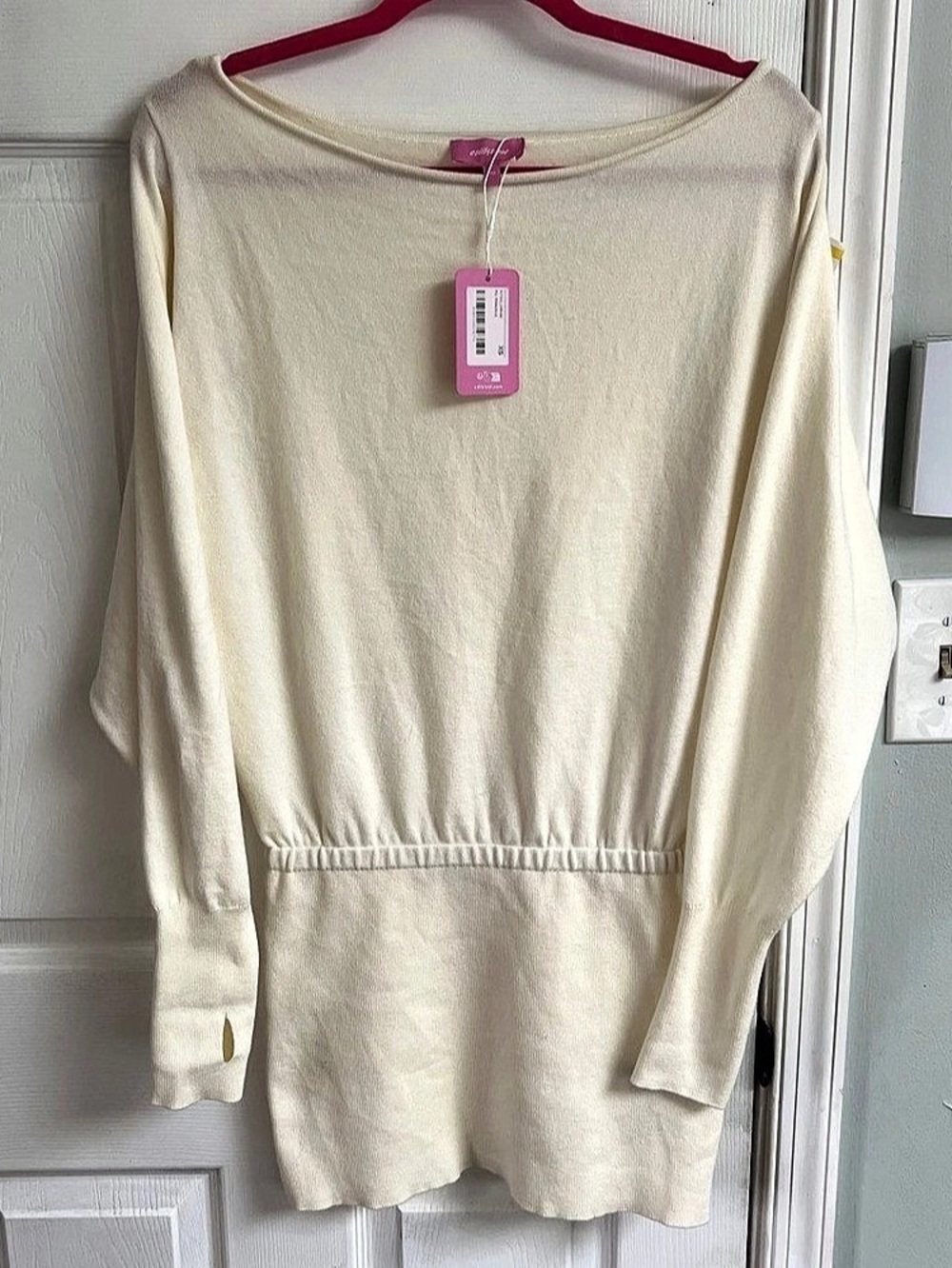 edikted Long Sleeve mini sweater dress in Cream Size XS NWT